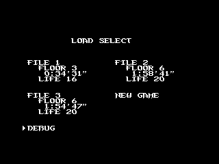 The Debug option now appears on the Load File screen